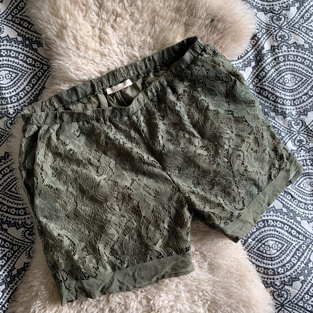 Gold Hawk lace shorts